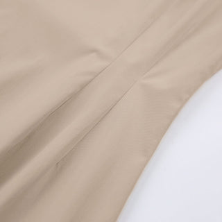 Mnealways18 Spring Summer Bodycon Dress Women Khaki Long Sleeve Pleated Shirt Dress Office Ladies Solid Lapel Casual Mini Dresss ALODIA STORE