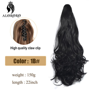 Synthetic 22inch Claw Clip Ponytail Hair Extension Wavy Ponytail Synthetic Ponytail Hair Clip For Women Pony Tail Hairpiece ALODIA STORE
