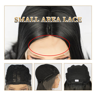 Perruque de Cosplay synthétique lisse et longue, noire ombrée, avec raie centrale naturelle, résistante à la chaleur, brune 613, pour femmes, 28 pouces ALODIA STORE