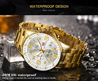 MINI FOCUS Watches Mens Top Brand Luxury Gold Watch Calendar Waterproof Chronograph Multifunction Business relogio masculino New ALODIA STORE