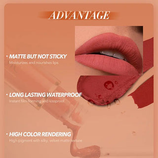 IMAGIC  5-color Set Waterproof Matte Velvet Nude Nude Color Lipstick Lip Gloss Deep Red Long Lasting Lip Gloss Female Lip - Alodia Store