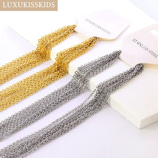 LUXUKISSKIDS Stainless Steel Necklace Chains Woman 10pcs/lot Bulk Wholesale DIY Rolo 2mm Chain No Fade Choker For Jewelry Making ALODIA STORE
