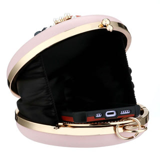 Pink Round Flower Clutch Bag ALODIA STORE