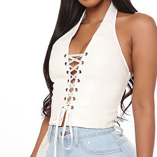 Sexy Women Leather Hollow Out Crop Vest Tops Alodia Store