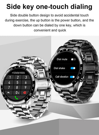 LIGE 2022 Full Circle Touch Screen Steel Band Luxury Bluetooth Call Men Smart Watch Waterproof Sport Activity Fitness Watch+Box ALODIA STORE