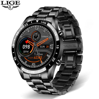 LIGE 2022 Full Circle Touch Screen Steel Band Luxury Bluetooth Call Men Smart Watch Waterproof Sport Activity Fitness Watch+Box ALODIA STORE