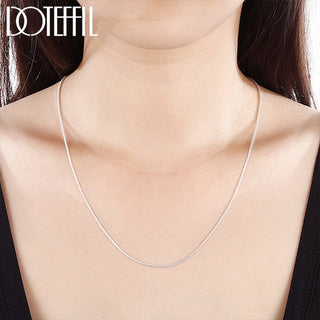 DOTEFFIL 925 Sterling Silver 10pcs/Lot 16/18/20/22/24/26/28/30 Inch 1.2mm Snake Chain Necklace For Woman Man Fashion Jewelry ALODIA STORE