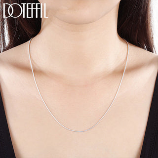 DOTEFFIL 925 Sterling Silver 10pcs/Lot 16/18/20/22/24/26/28/30 Inch 1.2mm Snake Chain Necklace For Woman Man Fashion Jewelry ALODIA STORE
