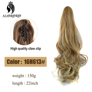 Synthetic 22inch Claw Clip Ponytail Hair Extension Wavy Ponytail Synthetic Ponytail Hair Clip For Women Pony Tail Hairpiece ALODIA STORE