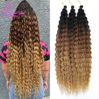 Synthetic Curly Braids  Water Wave 22 30 Inch Long Crochet Hair Ombre Brown Blonde Pink Deep Wave Braiding Hair Extensions ALODIA STORE
