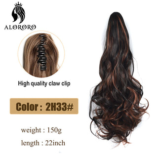 Synthetic 22inch Claw Clip Ponytail Hair Extension Wavy Ponytail Synthetic Ponytail Hair Clip For Women Pony Tail Hairpiece ALODIA STORE