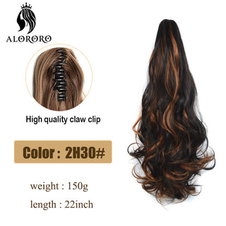 Synthetic 22inch Claw Clip Ponytail Hair Extension Wavy Ponytail Synthetic Ponytail Hair Clip For Women Pony Tail Hairpiece ALODIA STORE