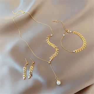Exquisite Double Heart Necklace Earrings Bracelet Jewelry Set Charm Ladies Jewelry Fashion Bridal Accessory Set Romantic Gifts ALODIA STORE