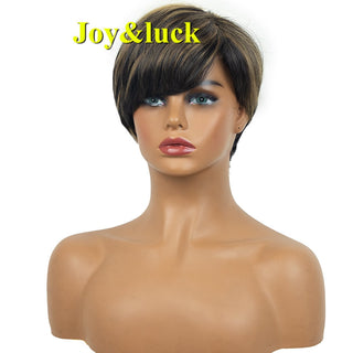 Short Ombre Blonde Wig Synthetic Bob Straight Hair With Bangs Women Natural Daily Wear Wig ALODIA STORE