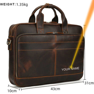 MAHEU Retro Laptop Briefcase Bag Genuine Leather Handbags Casual 15.6 Pad Bag Daily Working Tote Bags Men Male bag for documents ALODIA STORE