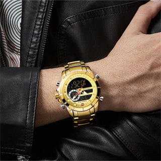 NAVIFORCE Luxury Original Sports Wrist Watch For Men Quartz Steel Waterproof Dual Display Fashion Watches Relogio Masculino 9163 ALODIA STORE