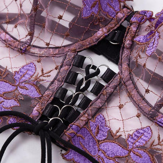 MIRABELLE Fine Lingerie for Women Sexy Porn Underwear Bra and Panty Set Lace Thongs Ruffle Fancy Embroidery With Chain Garter ALODIA STORE