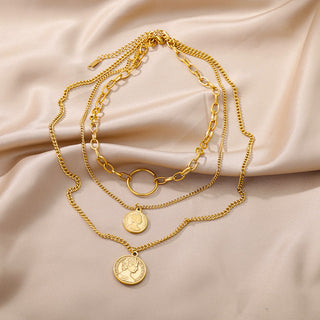 Stainless Steel Geometry Star Moon Butterfly Pendant Multilayer Chain Choker Necklace For Women Wedding Accessories Dropshipping ALODIA STORE