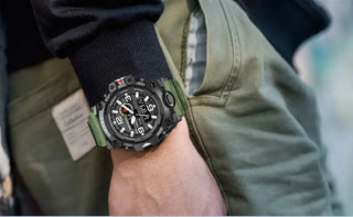 SMAEL Men Sport Watches Dual Time Digital Watch Quartz 50m Waterproof Watch Led Military Watch Sport 8035 Men Watches Wristwatch ALODIA STORE