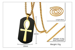 Vnox Removable Ankh Cross Necklace for Men Gold Tone Stainless Steel Cut Out Crux Ansata Key To Life Egypt Pendant Box Chain 24" ALODIA STORE