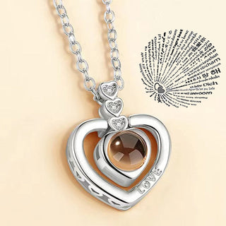 Projection Necklace 100 Languages I Love You Pendant Jewelry For Lover Girlfriend 2023 Trendy Couple Romantic Cute Accessories ALODIA STORE