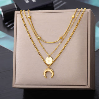 Stainless Steel Geometry Star Moon Butterfly Pendant Multilayer Chain Choker Necklace For Women Wedding Accessories Dropshipping ALODIA STORE