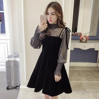 Spring New Elegant Two Piece Korean Dress ALODIA STORE