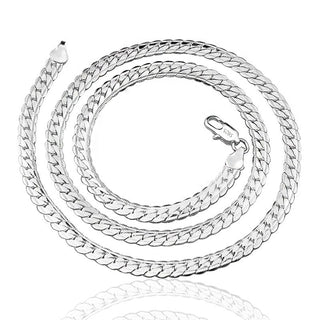 TIEEFEGO 925 Sterling Silver 6mm Side Chain 8/18/20/22/24 Inch Necklace For Woman Men Fashion Wedding Engagement Jewelry Gift ALODIA STORE