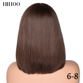 Short Straight Bob Wig for Women Synthetic Wigs Brown to Blonde Ombre Natural Fake Hair Heatresistant Wig Pink Wig With Bangs ALODIA STORE
