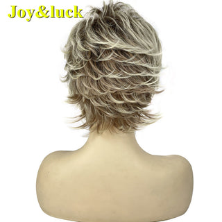 Short Ombre Blonde Wig Synthetic Bob Straight Hair With Bangs Women Natural Daily Wear Wig ALODIA STORE