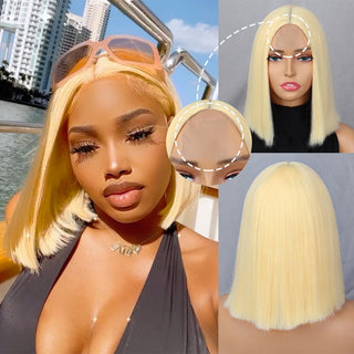 Green Short Bob Wig With Bangs for Women Shoulder Length Synthetic Wigs Cosplay Party Daily Lolita Natural Hair Black Pink Red ALODIA STORE