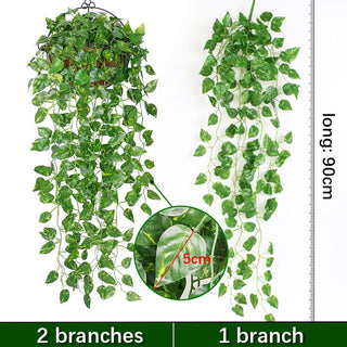 Artificial Plant Vines Wall Hanging Rattan Leaves Branches Outdoor Garden Home Decoration Plastic Fake Silk Leaf Green Plant Ivy ALODIA STORE