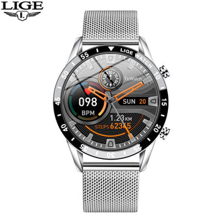 LIGE 2022 Full Circle Touch Screen Steel Band Luxury Bluetooth Call Men Smart Watch Waterproof Sport Activity Fitness Watch+Box ALODIA STORE