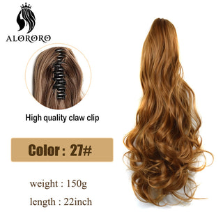 Synthetic 22inch Claw Clip Ponytail Hair Extension Wavy Ponytail Synthetic Ponytail Hair Clip For Women Pony Tail Hairpiece ALODIA STORE