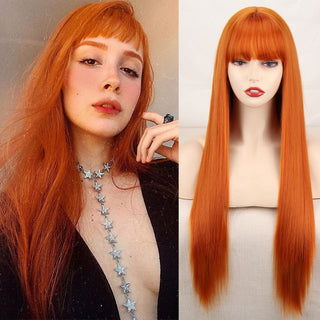 Lolita synthetic Wig Pink Wig Blonde wig Long Streight hair With Bangs Natural wigs For women hair Cosplay Wig ALODIA STORE