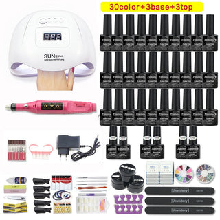 Nail Set with Nail Lamp Manicure Set 40/30/20/10 Color UV Polish ALODIA STORE