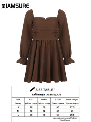 IAMSURE Korean Style Slim Solid Square Collar Puff Sleeve ALODIA STORE