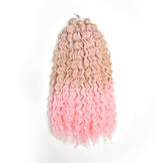Synthetic Curl Hair Water Wave Pink 22 Inch Deep Wave Braiding Hair Extension Crochet Hair Synthetic Goddess Braiding Hair ALODIA STORE