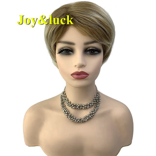 Short Ombre Blonde Wig Synthetic Bob Straight Hair With Bangs Women Natural Daily Wear Wig ALODIA STORE