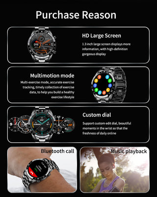 LIGE 2022 Full Circle Touch Screen Steel Band Luxury Bluetooth Call Men Smart Watch Waterproof Sport Activity Fitness Watch+Box ALODIA STORE