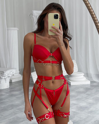 MIRABELLE Padded Lingerie For Women Sexy porn Underwear Women Body Fine Bra and Panty Set Luxury Garter With Chain Bilizna Set ALODIA STORE