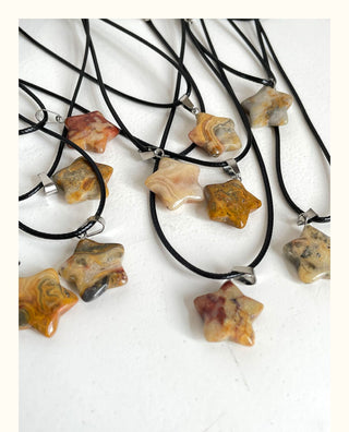 Trend Natural Stone Hexagon Crystal Rose Quartz Opal Star Pendant Necklace for Women Fluorite Lapis Bullet Pendulum Jewelry Gift ALODIA STORE