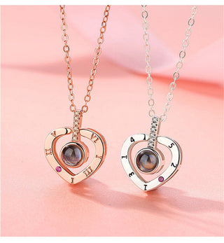 Projection Necklace 100 Languages I Love You Pendant Jewelry For Lover Girlfriend 2023 Trendy Couple Romantic Cute Accessories ALODIA STORE
