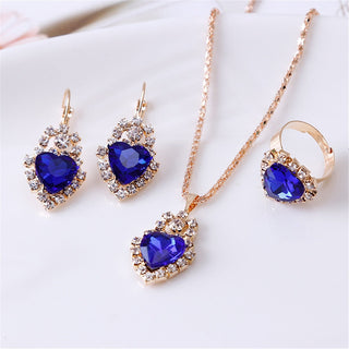 Exquisite Double Heart Necklace Earrings Bracelet Jewelry Set Charm Ladies Jewelry Fashion Bridal Accessory Set Romantic Gifts ALODIA STORE