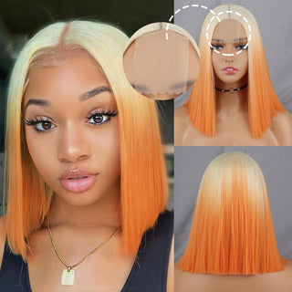 Green Short Bob Wig With Bangs for Women Shoulder Length Synthetic Wigs Cosplay Party Daily Lolita Natural Hair Black Pink Red ALODIA STORE