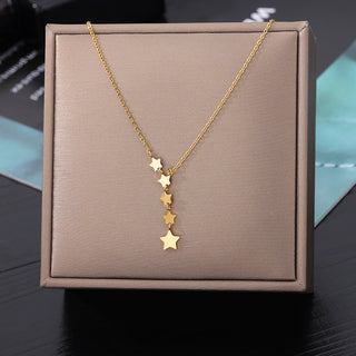 Stainless Steel Geometry Star Moon Butterfly Pendant Multilayer Chain Choker Necklace For Women Wedding Accessories Dropshipping ALODIA STORE