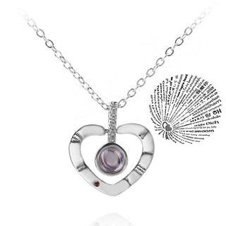 Projection Necklace 100 Languages I Love You Pendant Jewelry For Lover Girlfriend 2023 Trendy Couple Romantic Cute Accessories ALODIA STORE