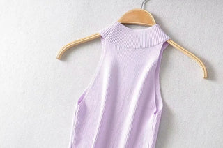 Sexy Tank Top Turtleneck Halter Crop Tops Women Summer Camis Backless Camisole Fashion Casual Tube Lady Sleeveless Cropped Vest ALODIA STORE
