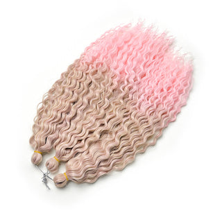 Synthetic Curl Hair Water Wave Pink 22 Inch Deep Wave Braiding Hair Extension Crochet Hair Synthetic Goddess Braiding Hair ALODIA STORE