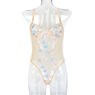 Eroctic Lingerie Tulle Embroidery Bodysuits for Women Summer 2022 See Through Lingerie Bodysuit One Piece Lingerie for Women ALODIA STORE
